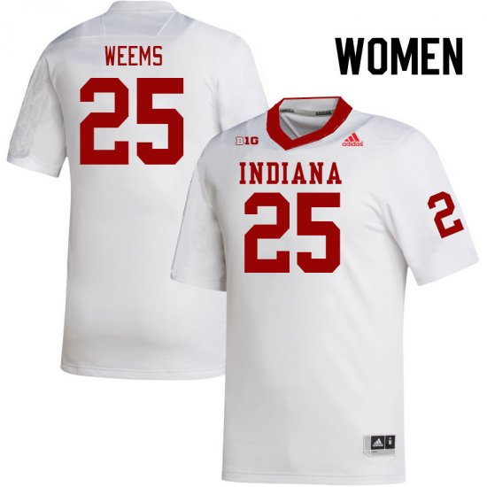 Sale - White Daniel Weems #25 Indiana Hoosiers Football Women Popular University Jersey