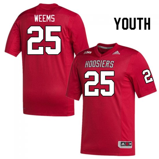 Sale - Red Daniel Weems #25 Indiana Hoosiers Football Youth Popular University Jersey