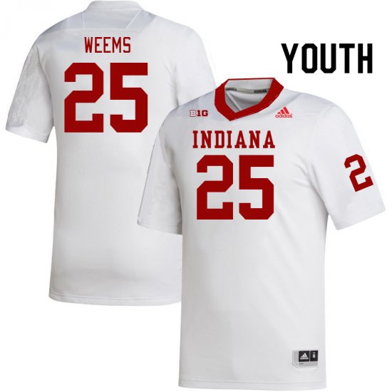 Sale - White Daniel Weems #25 Indiana Hoosiers Football Youth Exquisite College Jersey